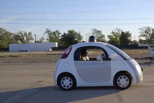 google self driving car male staffer on road may15 2015