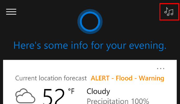 windows 10 mobile cortana music