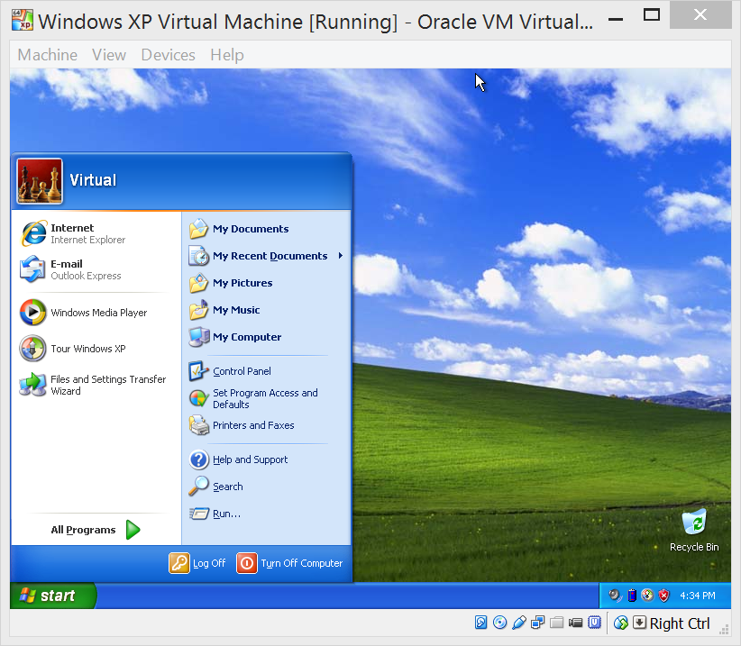 Windows xp running