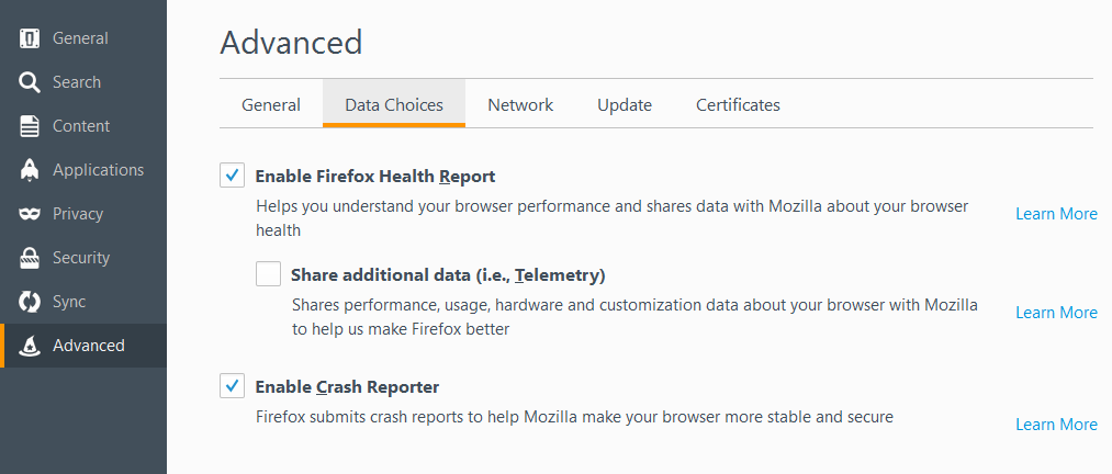 Performance browser. Firefox 60.0.1