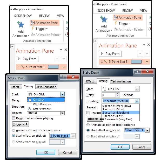 (Duration) in POWERPOINT. More Motion Paths POWERPOINT.